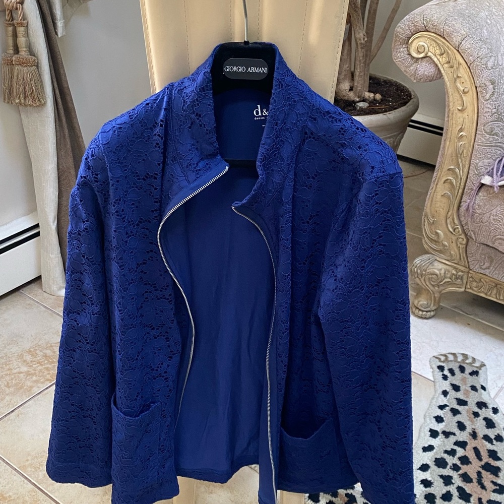 D and Co Women's Blue Lace Jacket size L /XL